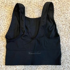 Black wireless compression sports bra, size Small.